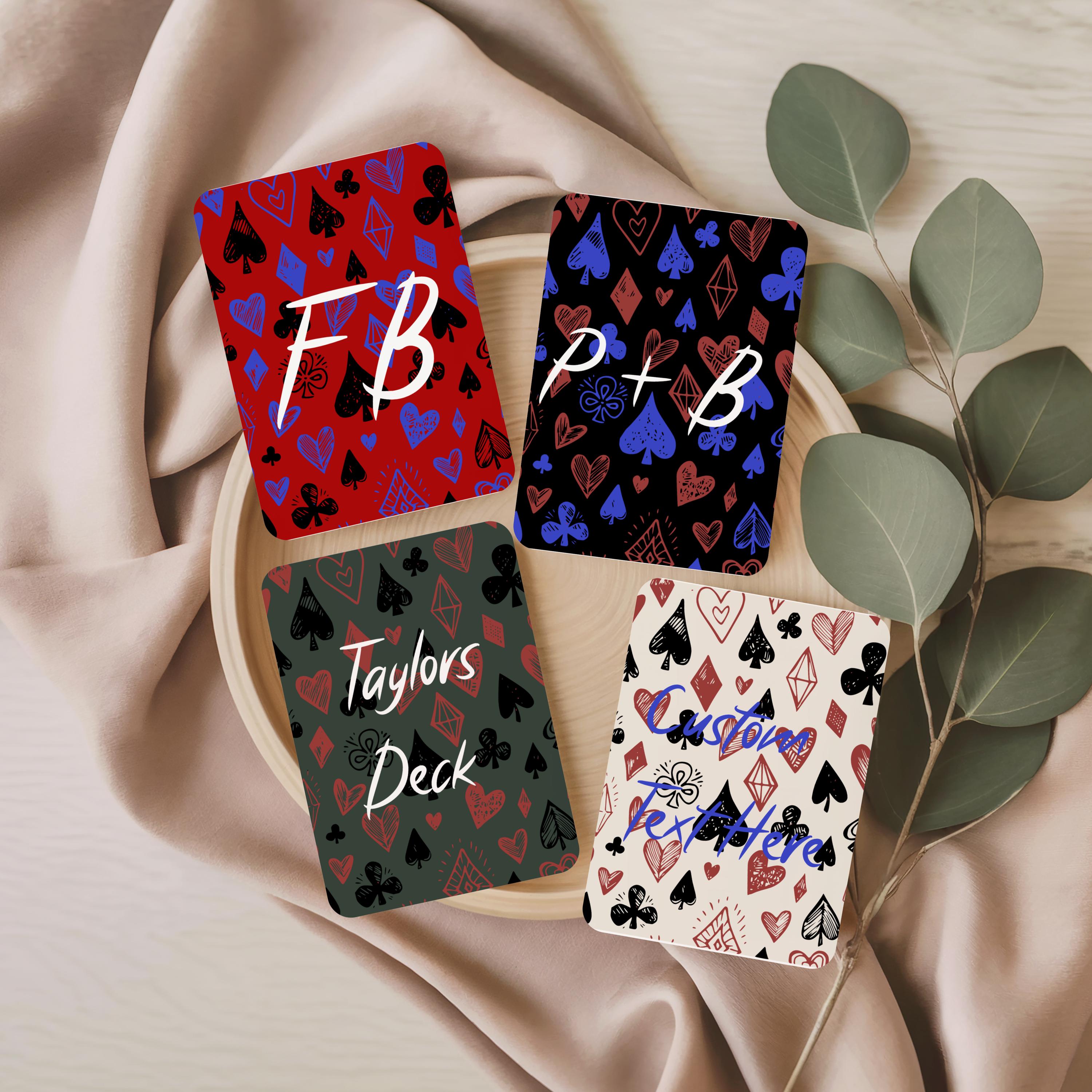 Personalized Hand Drawn Card Suits Playing Cards Custom Poker Monogram ...