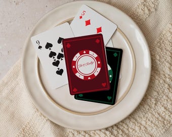 Custom Poker Playing Cards Poker Chip Design Wedding Deck Family Names Personalized Casino Style Gift for Couples Anniversary Keepsake