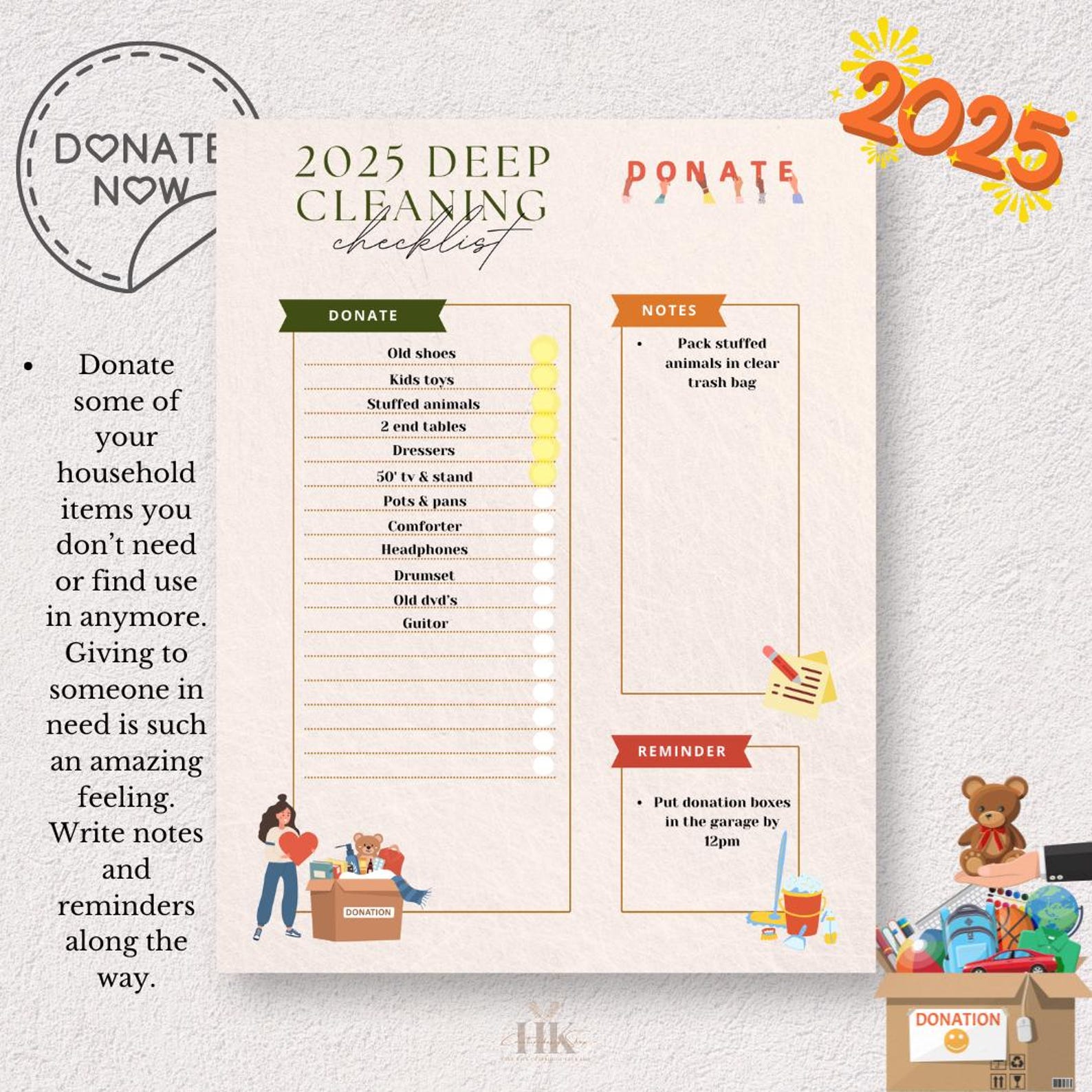 2025 Deep Cleaning Checklist Bundle Cleaning Planner Declutter