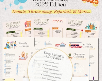 2025 Deep Cleaning Checklist Bundle Cleaning Planner Declutter Printable Digital Planner Donate Refurbish Throw Away