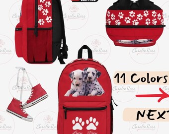 Red Dog Backpack, Red Cat Backpack, Red Backpack with Name, Red Backpack for Kids, Backpack for School, Gift for mom, Gift for Friend's Day