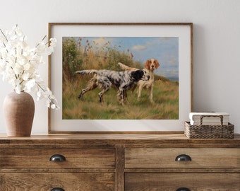 Vintage English Setter Dogs Print—Antique Hunting Scene (Digital Download)