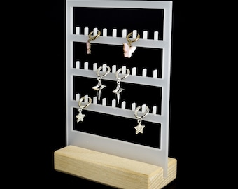 Acrylic Jewelry Display Stand, Charm Bracelet Organizer, Frosted & Wood Base