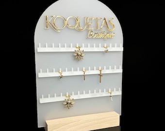 Charm bar display, Frosted acrylic stand, Custom jewelry holder, Charm and Bracelets display, Gold storage personalization, Charms organizer