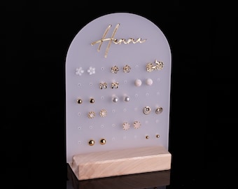 Personalized Acrylic Stud Earring Holder, Frosted Jewelry Organizer