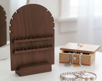 Wooden Charm Bar Display Stand, Personalized Necklace Bracelet Holder
