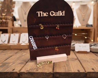 Personalized Wooden Charm Display Stand , Custom Jewelry Holder,  3D Name, Gift for Charm Collectors