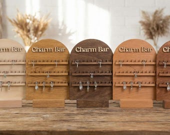 Personalized Wooden Charm Bar Stand, Jewelry Display