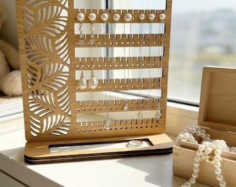 Wooden Jewelry Stand – Earring, Necklace & Charm Organizer