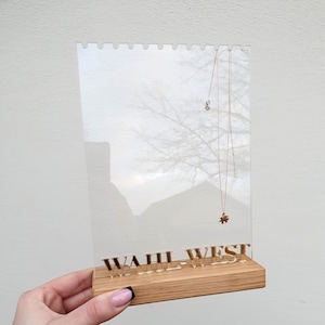 Display for Necklaces with a wooden stand and a gold personalized name, Necklace Holder, Jewelry Stand Wood and Jewelry Organizer for Stores
