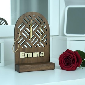 Support à bijoux, boucle d'oreille et collier en bois personnalisés