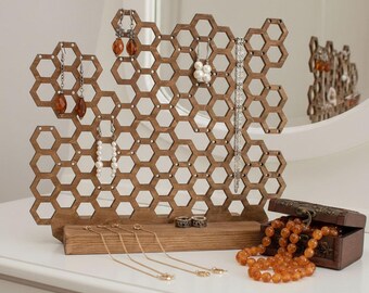 Honeycomb Jewelry Stand – Earring & Necklace Organizer