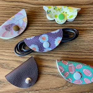 Faux Leather Cord Keepers: Snap Closure Cable Organizer
