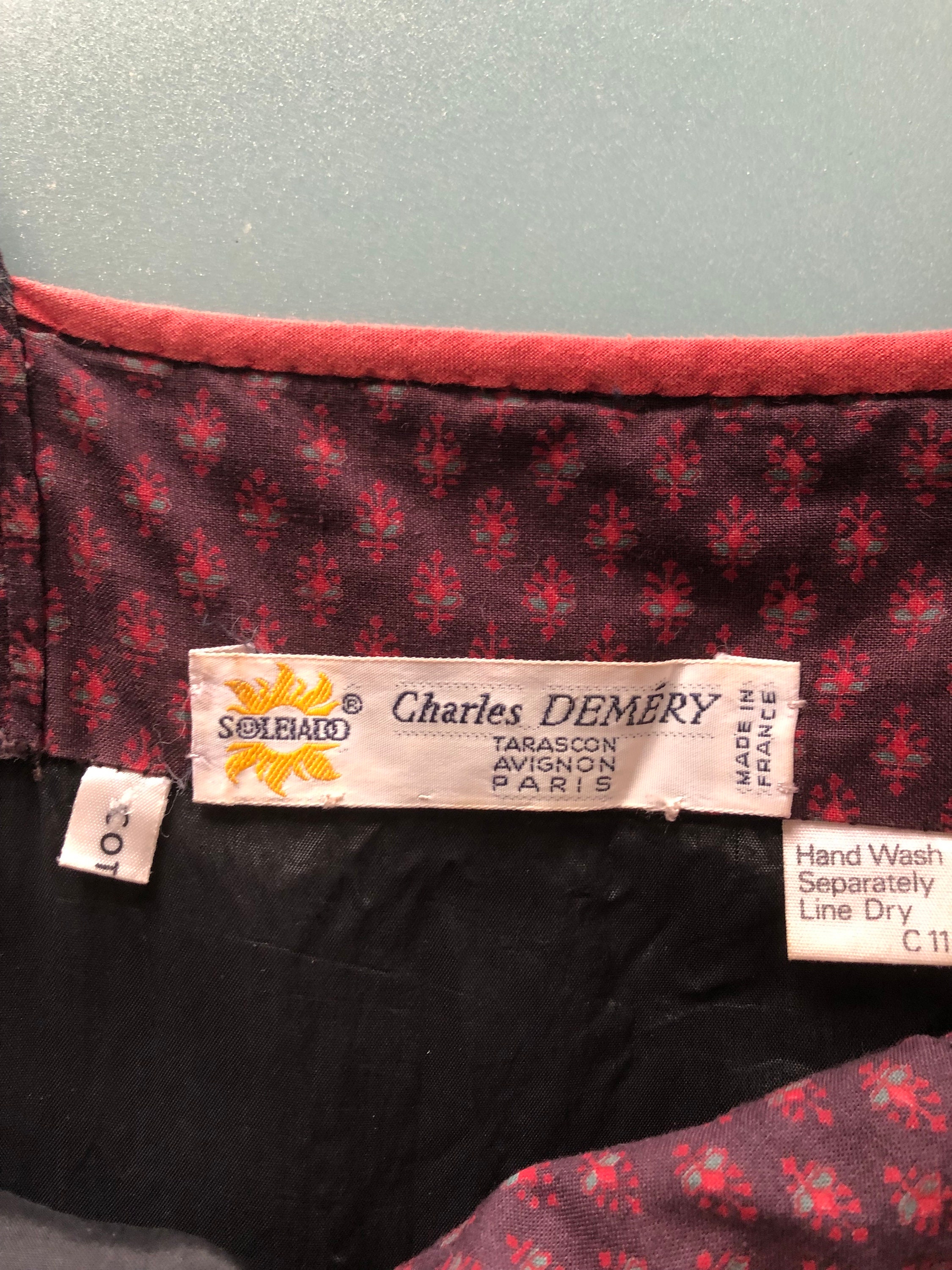 Robe Vintage Souleiado Charles Demery 100% Coton - Taille M - Années 60/70 Française - Rare