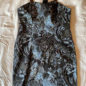 1990s Kenzo Jeans mini dress with animal print, size small