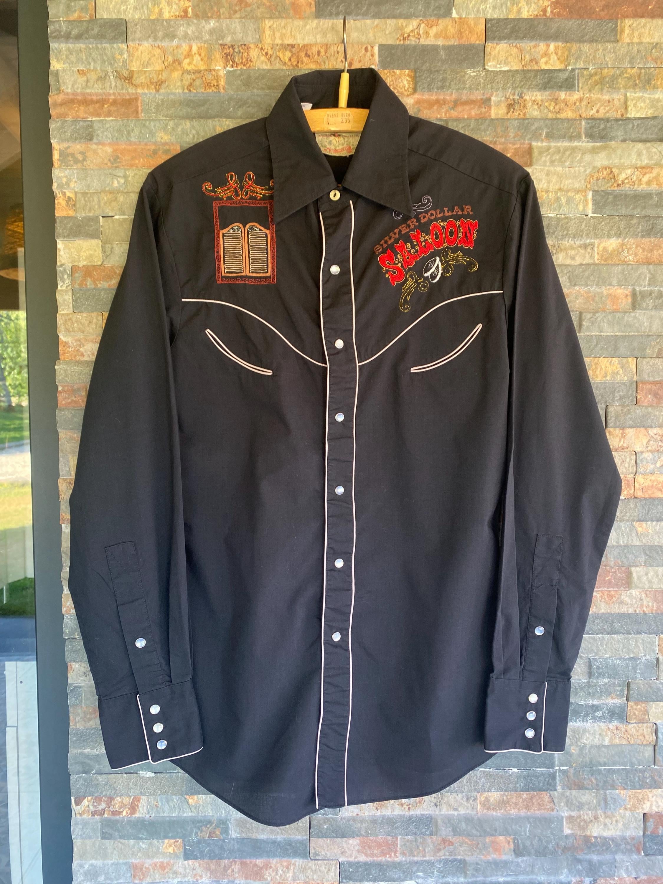 Chemise Western Vintage Femme Perceptions Taille 12 - Noire Brodée