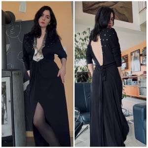 1978-79 Ossie Clark black maxi dress, small / medium
