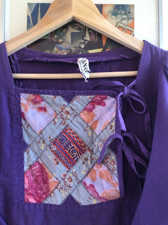 1970s Anastasia paris purple dress with huge slee… - image 4