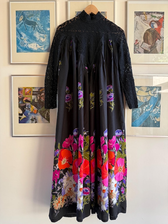 1970s Chantal Thomass Ter Et Bantine Black Floral and Lace Tent Dress With  Pockets, Small - Etsy