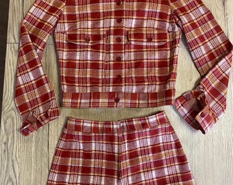 1971 Cacharel Very well documented tartan set, shorts and jacket, extra small