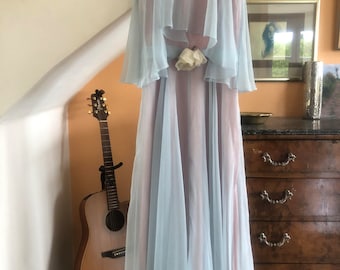 1970er Jean Varon Babyblaues Cocktailkleid, klein