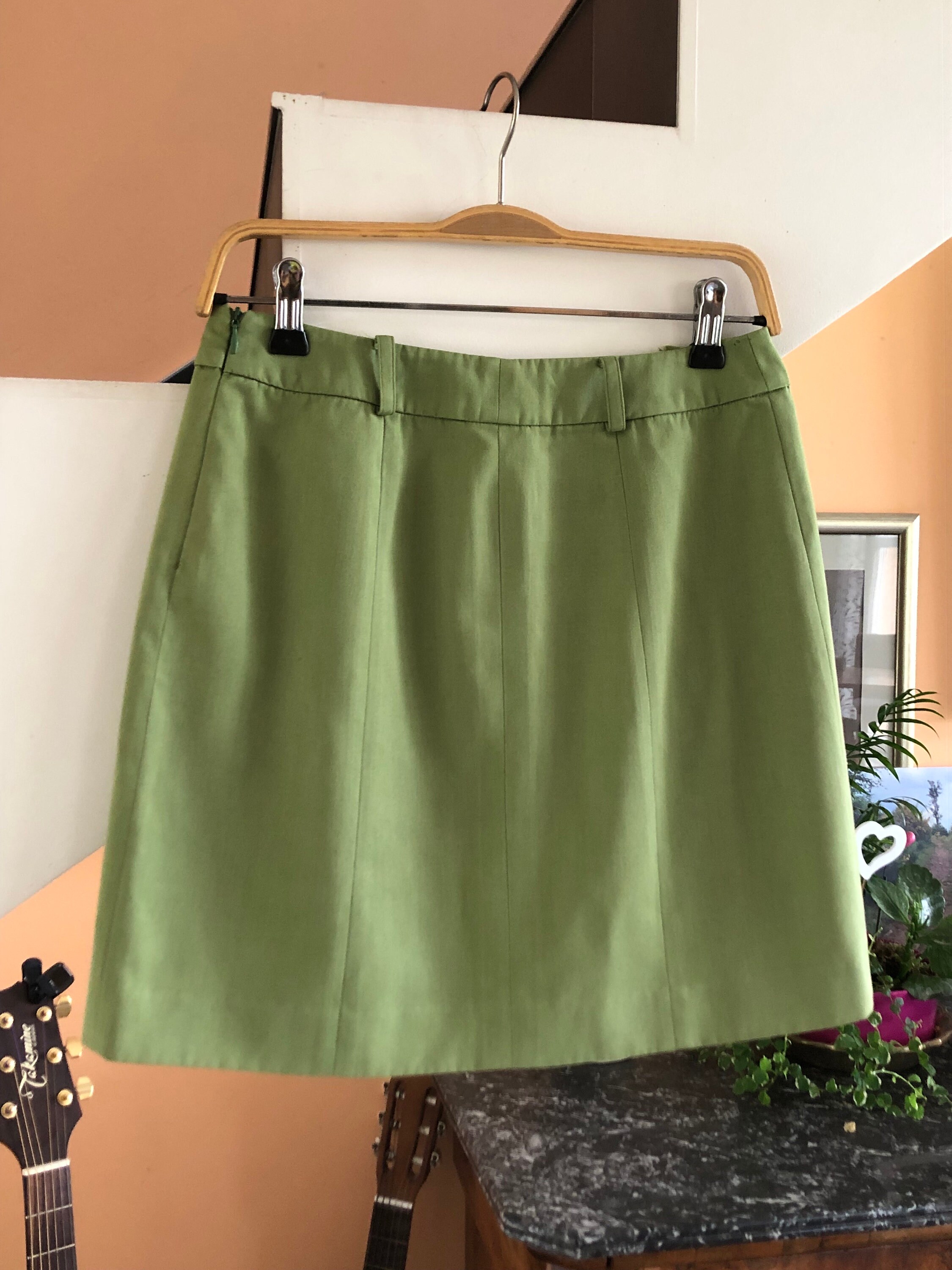 MIUMIU Green Skirt Miu Miu Printed Poplin Miniskirt In Mint Green