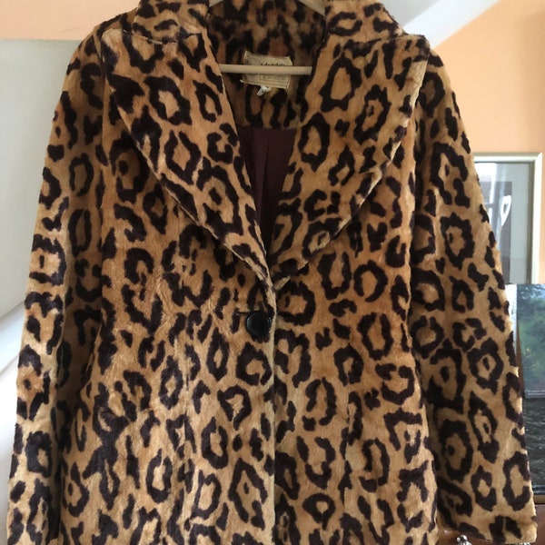 1970s Dandelion londonian label Leopard false fur jacket, Marc Bolan style, size small