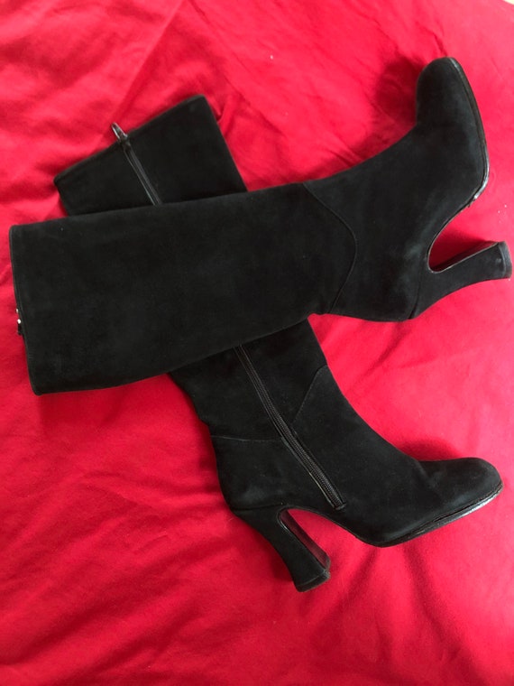 Vivienne Westwood velvet suede leather boots, curved heels, uk 3 Fr 36