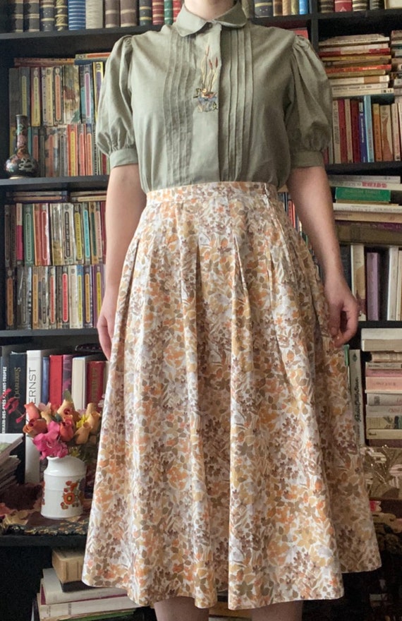 1970s Céline paris floral soft cotton skirt made … - image 1