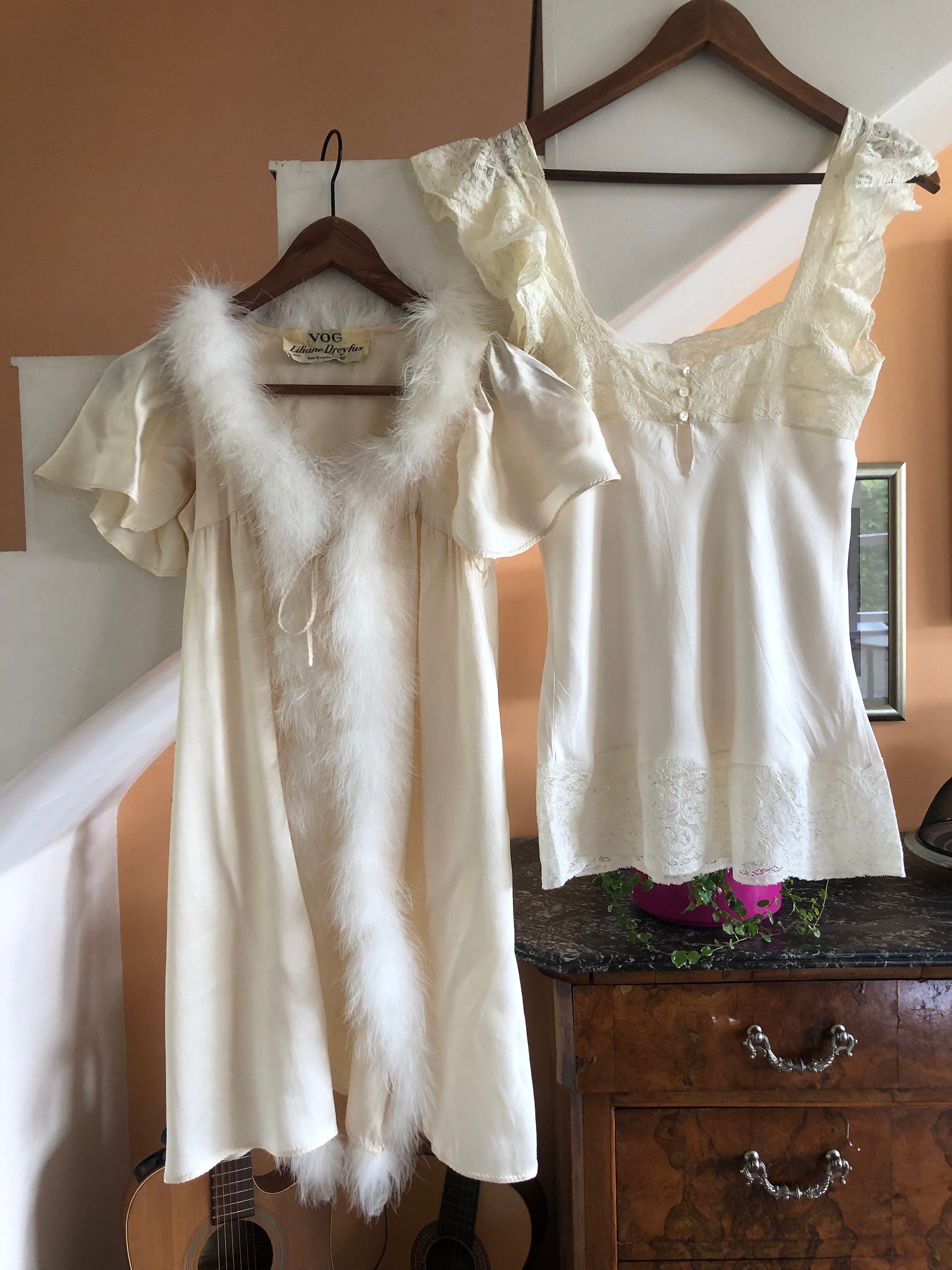 1973 Rare and Precious Liliane Dreyfus Vog Cream Silk Satin and