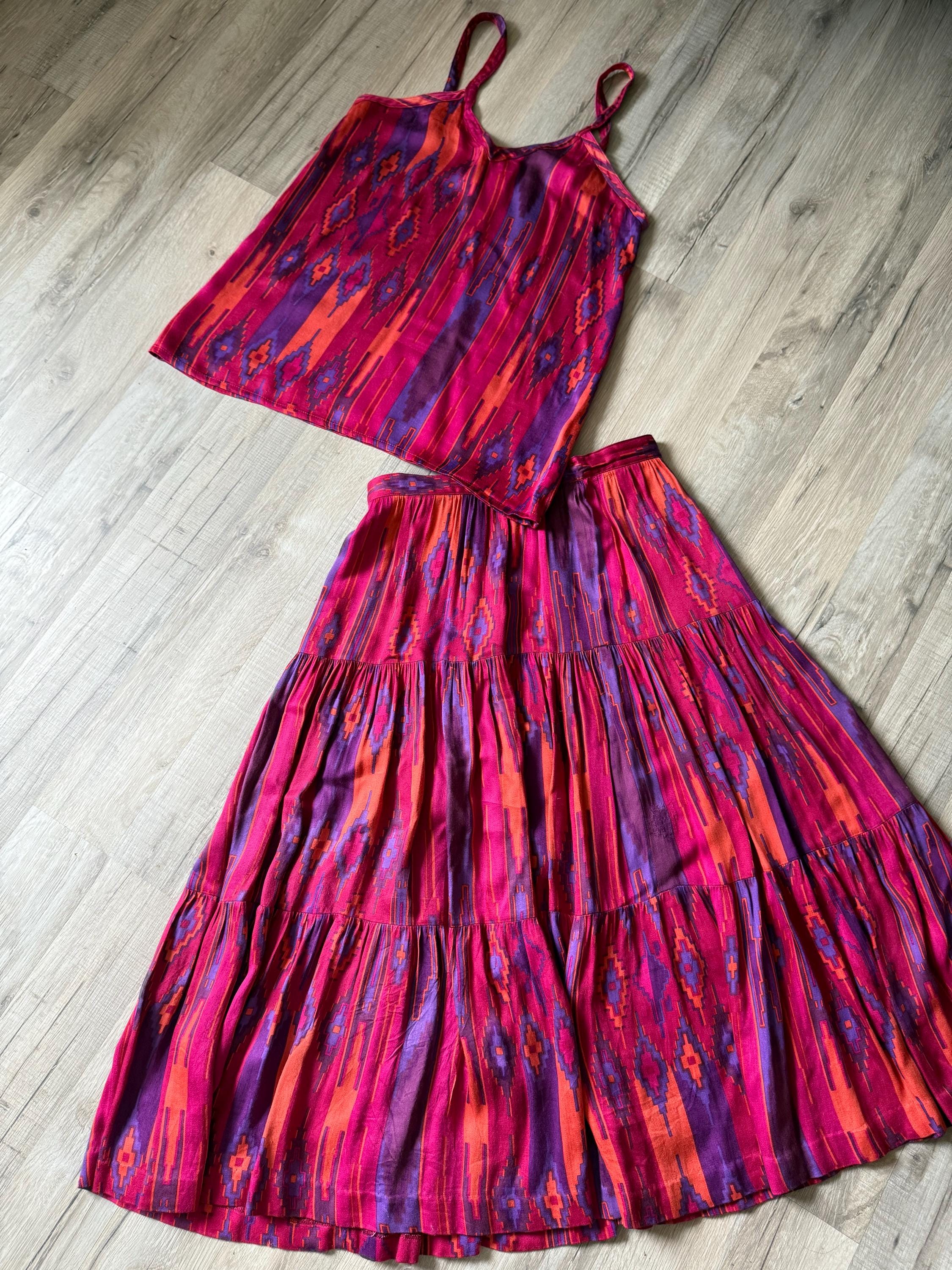 1980s Anastasia Paris two piece set, skirt and sleeveless top, small