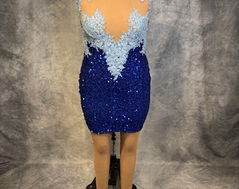 star is born sequin dress navy Soire Star Strapless Sequin Mini Dress Navy Size XS from Hello Molly