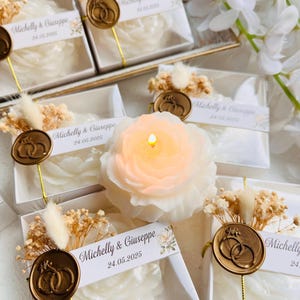 Quinceañera Peony Candle Favor, Personalized Flower Candle, Rose Candle, Bridesmaid Gift, Bridal Shower Candle, Wedding Gift, Blooming Peony