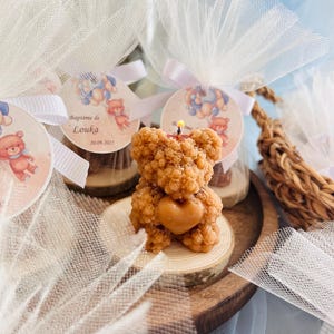 Bomboniera personalizzata con candela a forma di orsetto per il battesimo, bomboniera per il battesimo, ricordo "Mi Bautizo", regalo per baby shower, regali a forma di orsetto fatti a mano