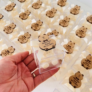 Vela de ursinho de pelúcia personalizada, vela de chá de bebê personalizada, presente de vela de urso de aniversário, vela fofa, presente de batismo, lembrancinhas de ano novo