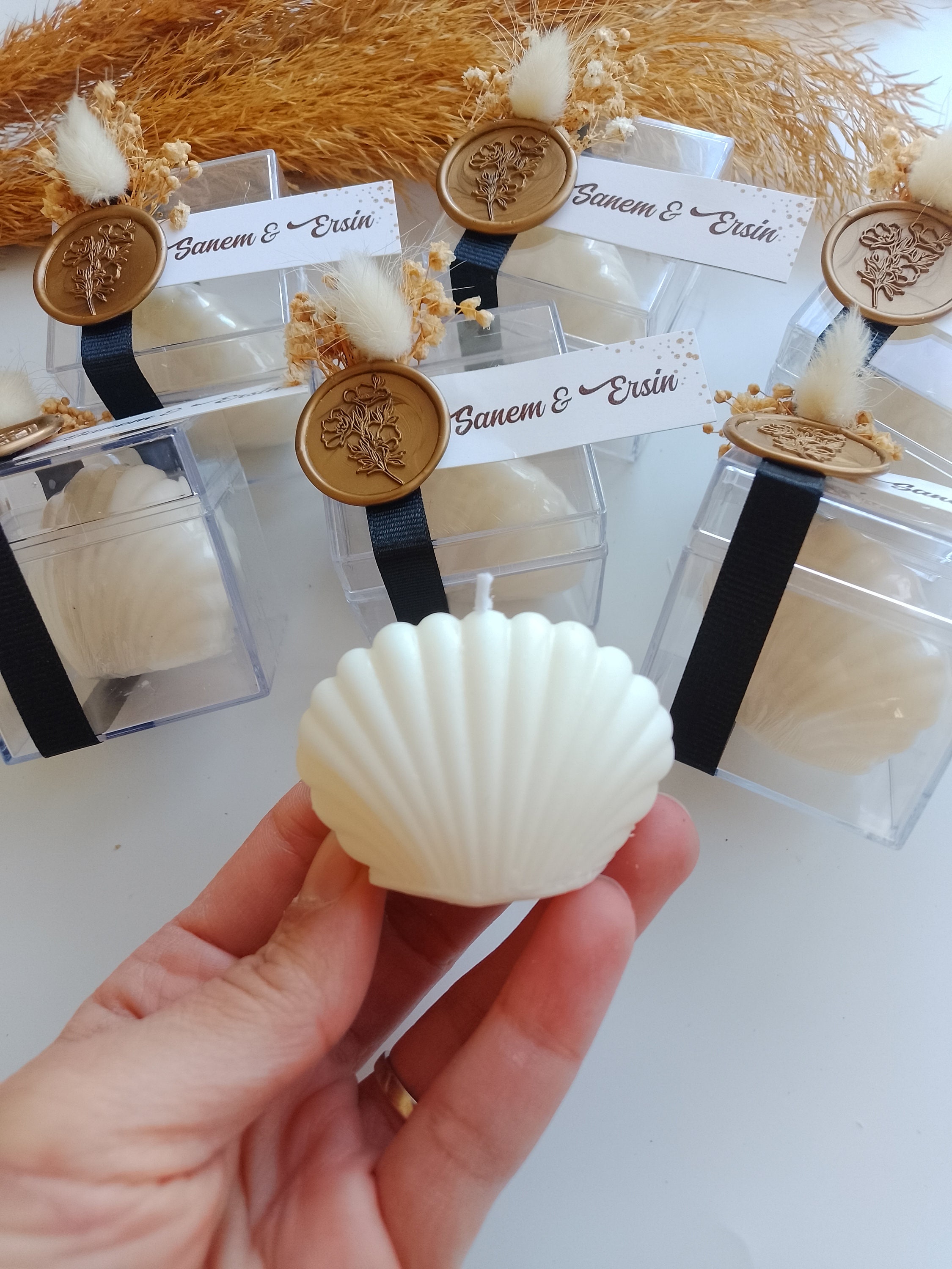 Benutzerdefinierte Sea Shell handgemachte Kerze, Muschelkerze, Hochzeitskerze, Personalisierte Austernkerze, Hochzeitskerze, Verlobungsgeschenk
