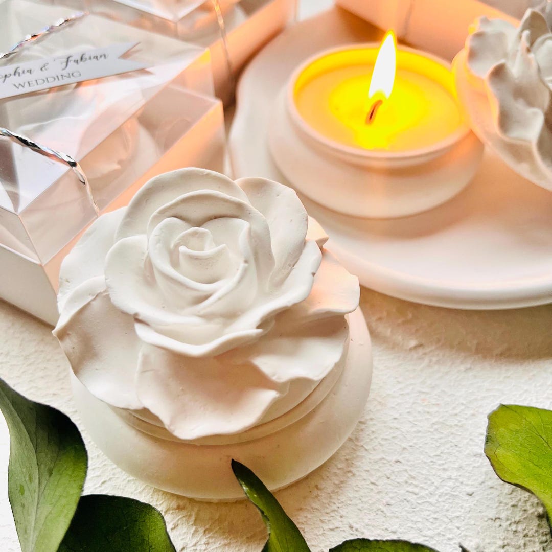 Personalized Wedding Candle Favor, Rose Pattern Jar Candle, Elegant ...
