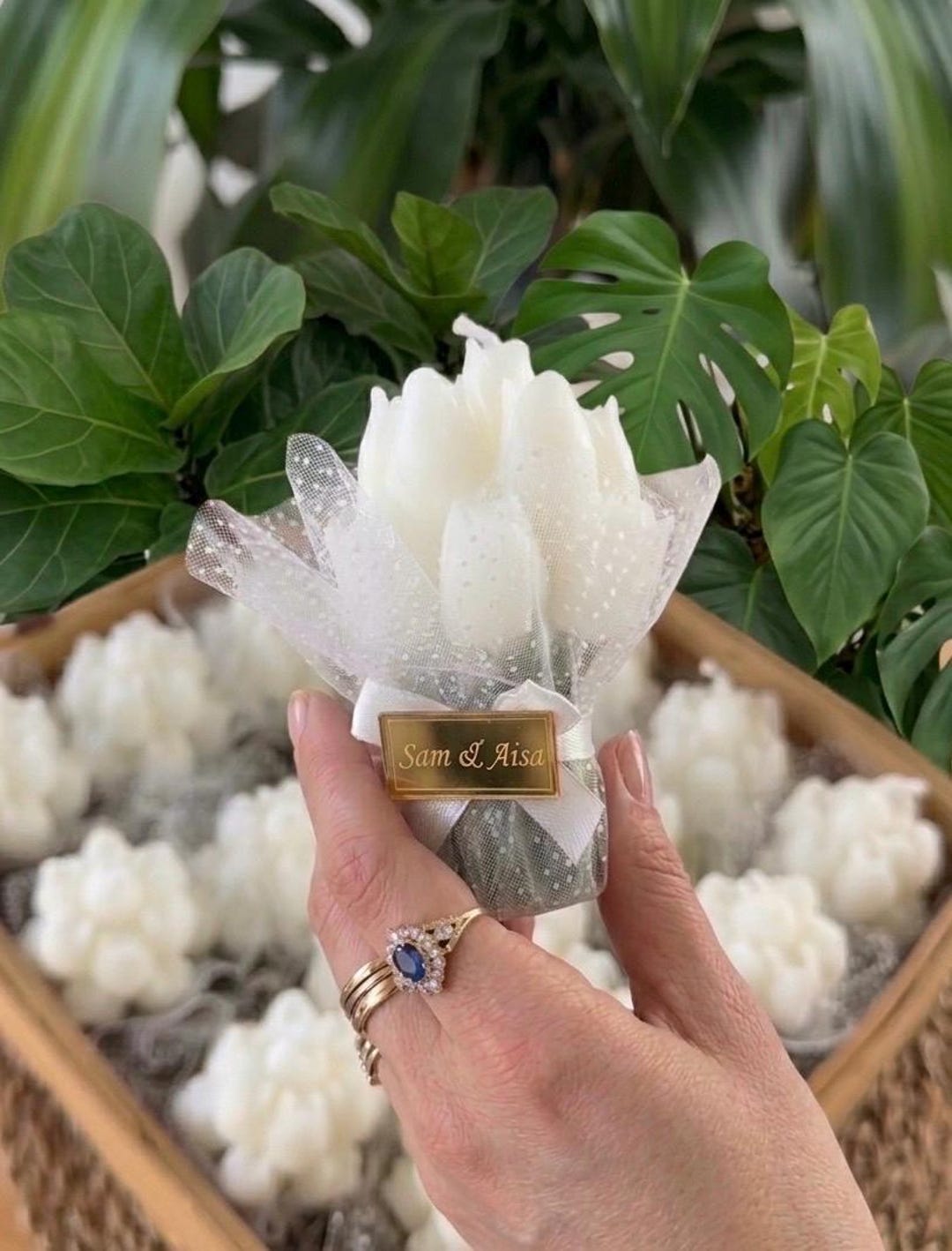 Personalized Tulip Bouquet Candle Favors: Elegant Wedding Keepsakes - Etsy