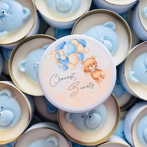 Bomboniere personalizzate per il battesimo con candele di ringraziamento per gli ospiti, bomboniere con candele per il battesimo, regalo con orsetto di peluche per il battesimo, regalo per baby shower, bomboniera per il capodanno