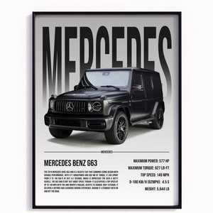 Mercedes-Benz G63 AMG Poster Car Print, Digital Download, Cool, Wall Print, Retro Wall Decor, Gift