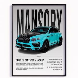 Bentley Bentayga mansory Poster Car Print, Physical Print, Hyper Car Poster, Super Car Print, Art Print, Poster, Wall Decor, Home Decor