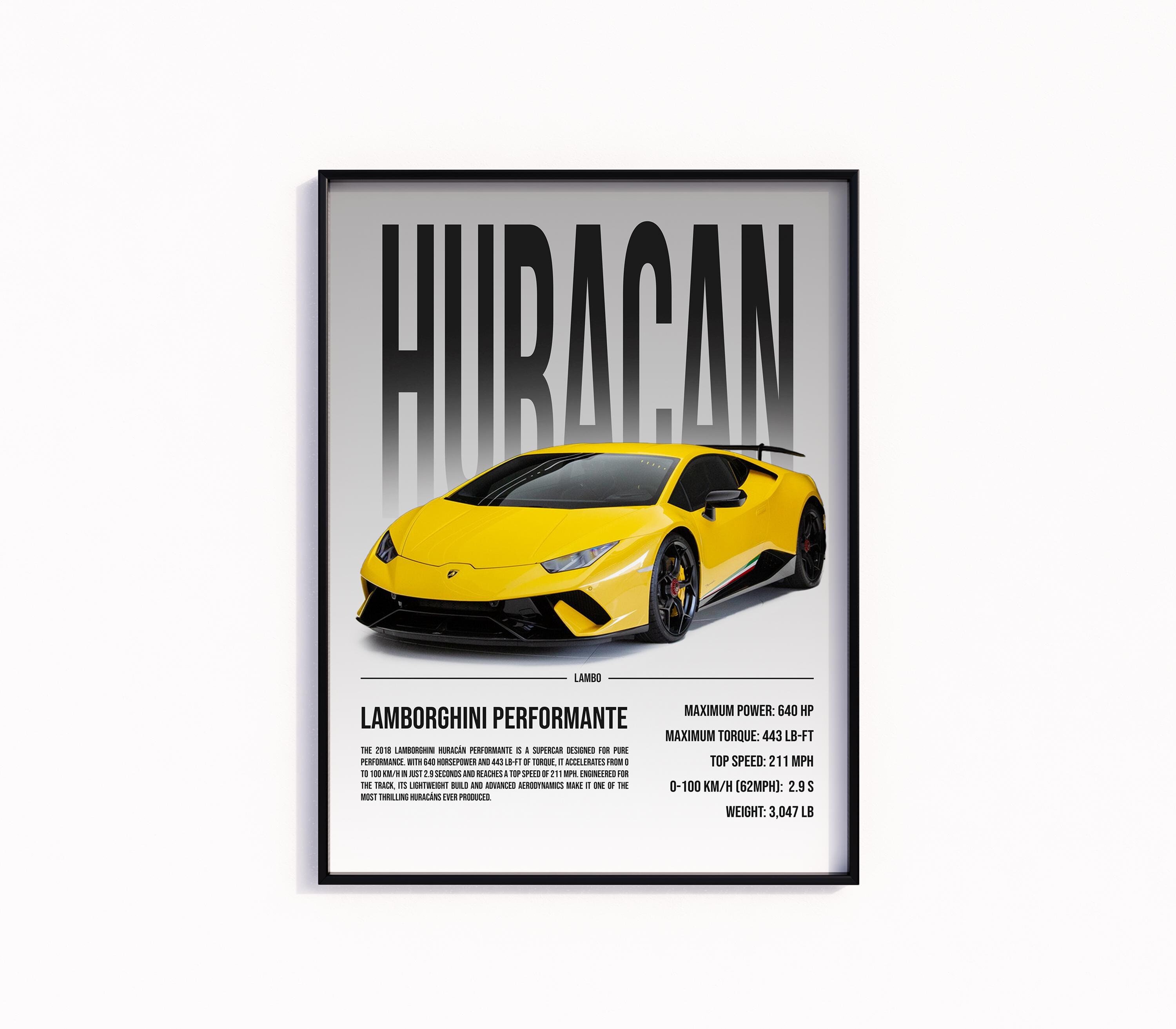 Lamborghini Huracán カタログ　　(イタリア版です。) Lamborghini Huracán Performante Poster Car Print, Digital Download