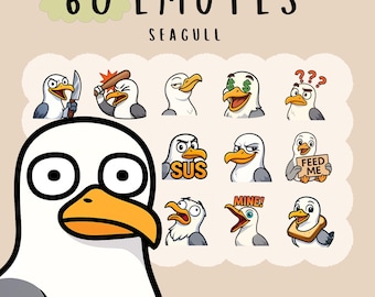 Kawaii Seagull Emote Bundle: Twitch, YouTube, Discord