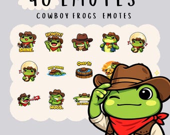 Kawaii Chubby cowboy frog Emote Bundle: Twitch, YouTube, Discord , best twitch emotes
