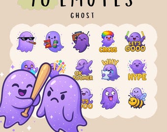 Kawaii White Ghost Emote Bundle: Twitch, YouTube, Discord