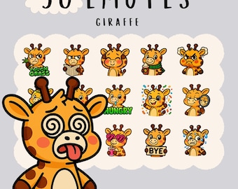 Paquete de gestos de jirafa kawaii para Twitch, YouTube y Discord