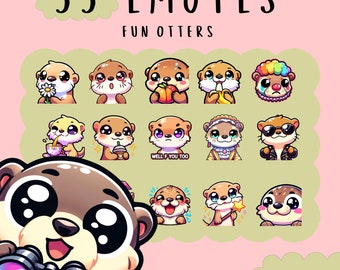 Paquete de emoticonos de nutria kawaii para Twitch, YouTube y Discord