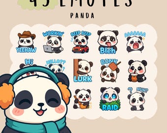 Kawaii Molliger Panda Emote Bundle: Twitch, YouTube, Discord