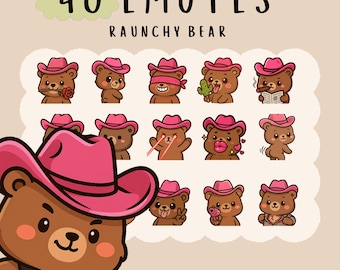 Kawaii Raunchy Bear Emote Bundle: Twitch, YouTube, Discord