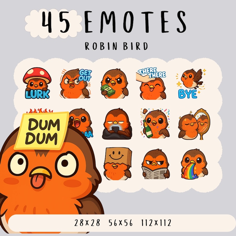 Cute Kawaii Cute Robin Bird Emote Bundle Twitch, Youtube, Discord ...